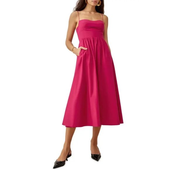 Reformation Dresses & Skirts - REFORMATION Vinny Fit & Flare Midi Dress in Rhubarb Size US 8 NWT